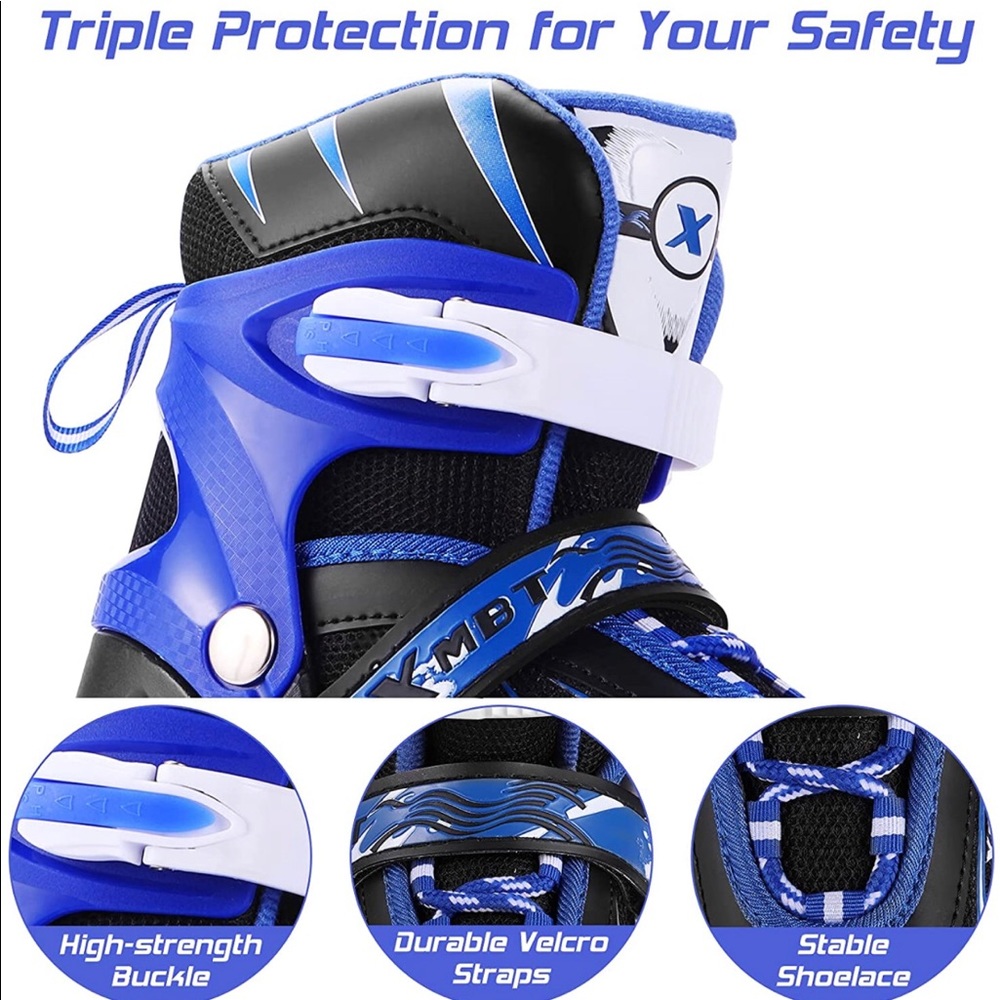 Blue Inline Skates with LED Wheels - Picture 4 of 13